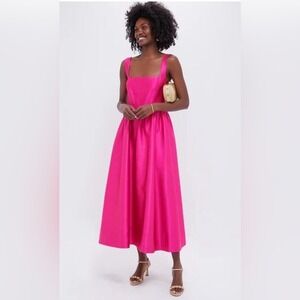 Tuckernuck Pink Dupioni Esme Midi Strapless Elegant Dress Large